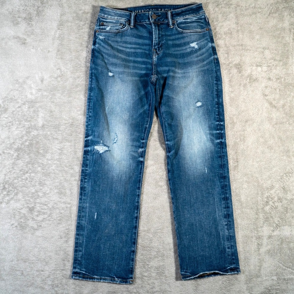 American Eagle Jeans Mens 30x30 Blue Original Bootcut Stretch Distressed Denim